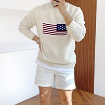 간빠레 남녀공용 프리미엄 코튼 USA 성조기 니트 3color