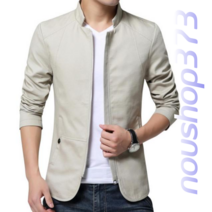 남자 캐주얼 면 자켓 재킷 데일리룩 Casual Men Blazer Spring Autumn Stylish Business Jacket Solid Color Stand Colla