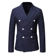 블랙 스트라이프 남성 블레이저 더블 브레스트 정장 재킷 코트 캐주얼 비즈니스 Tuexdo Costume Homme Casaco Masculino