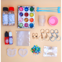 [당일출고] 레진아트세트 레진공예 손거울 머리핀 쉐이커 키링 팬던트 만들기, 간단C세트