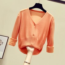 브이넥 니트가디건 아우터 코트 여성 이너 반팔셔츠 가을 얇은 페플럼 슬림 외 여름가디건 상의 트렌드 4099435318