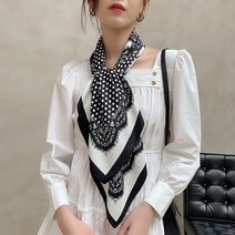 분위기 여신 쁘띠 실크 스카프 미니 대형 정사각형 여성 방도 까레 울 머플러 명품스타일 스카프 레터링 도트 체크 방도 트윌리 0