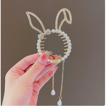 우주몰 모모센트 포니테일 클립 발레 헤어핀 올림머리클립, 1개, 2.토깽이