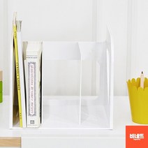 데스크테리어 사무실 꾸미기 파일 서류 책 꽂이 3단 G 유아책꽂이 책상정리 독서실책상꾸미기 아크릴책꽂이, 화이트
