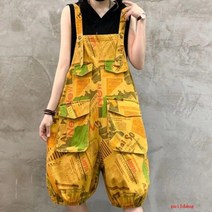 puildaug 캔디 대형 데님 벨트 바지 여성 무리 입 블루머는 6 점 여름 무릎 길이 반바지를 인쇄했습니다.