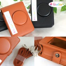 네디아 후지 인스탁스 미니 에보 mini evo 속사 케이스 가방, 가로형, 브라운
