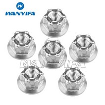 Wanyifa 티타늄 너트 M6M8M10M12M14M16 Torx 플랜지 육각 너트 오토바이 리어 액슬 6pcs, M6+Titanium