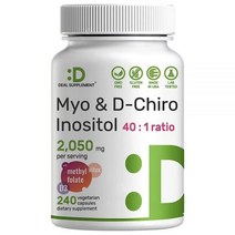 Myo이노시톨 DChiro 이노시톨 40:1 2050mg 식물성 캡슐 엽산 비타민 D3 바이텍스 복합체 포함 난소
