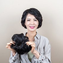 투애니위그 볼륨메이커 중년여성가발 부분가발 탑커버, 자연검정