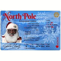 1pc/4pcs 산타클로스는 운전면허증과 크리스마스 장식을 잃어버렸습니다. 참신한 산타클로스 썰매 비행 면허증 신분증 산타클로스 카드 비행 면허증 크리스마스 이브 열쇠 상자, D형