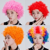 현모양처 삐에로가발(소형) 광대 뽀글이 파마 파티 의상소품, 퍼플