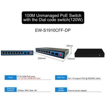 POE 허브 스위치 분배기 EWIND SFP 관리되지 않는 100 포트 네트워크 스위치가있는 10/6/10 M 이더넷 IP 카메라/무선 AP AI 스마트 용, 08 EW-S1910CFF-DP