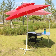 시둥마켓 +[시둥마켓]+_ 여름파라솔 파라솔고정대 파라솔삼각받침대 테라스파라솔 파라솔세트, 2층 팔각 파라솔 꺽임-있음 캠핑용품 낚시 야영용 낚시, 파랑