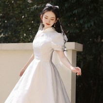 여성 스몰웨딩 신부 들러리 화이트 럭셔리 드레스 파티 모임 셀프웨딩 컨셉사진 원피스