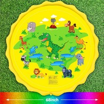 강아지 수영장 접이식 욕조 스파 애견 샤워 대형견 수영장 애완 동물 개 스프링클러 매트 여름 냉각 수영 패드 풍선 물 스프레이 대화 형 놀이 개 매트, 노란 동물, 170x170cm