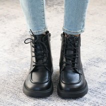 여자 기모슈즈 자크 다크 라운드코 끈있는 워커