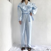 [엠케이지]투피 프릴 빅카라 더블 와이드 점프수트