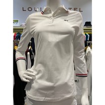 루이까스텔[NC강남] 22S/S LOUIS CASTEL 여성 골프웨어 면 혼방 라인포인트 7부 소매 카라티셔츠