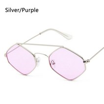 빈티지 미니 소형 소형 프레임 선글라스 유행 금속 다각형 여성 음영 UV400 보호 거리 안경, 09 Silver-Purple