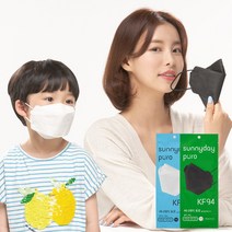 써니데이 퓨로 KF94 KF80 마스크 50매 대형 소형 여름용마스크 황사방역마스크, 블랙-KF94-대형, 1개