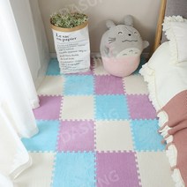 아이방 꾸미기 층간소음 자녀 방 꾸미기 놀이방 바닥 보호 가정용 베란다 발코니 매트 블럭 카펫, 30x30x0.8cm, 블루+화이트+퍼플(10장)