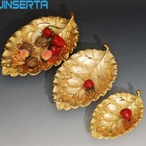 반달트레이 자개쟁반 투명 가죽 플로팅 트레이 jinserta metal storage tray gold 과일 디저트 케이크 플레이트 creative leaf shape 스낵, 골드엠