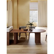 반타원형 식탁 호두나무 단단한 통나무, 2.0m 식탁(블랙 월넛)