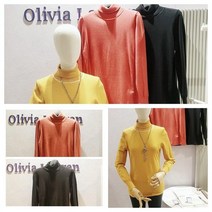 올리비아로렌 깔끔한 네크라인 배색 기본 폴라 터틀넥 니트 nc청주점 vobblww9261