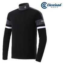 [클리브랜드골프] 소프트웜 레이온기모 컬러블록 하이넥 남성 긴팔티셔츠골프웨어_CGMTS23156BK