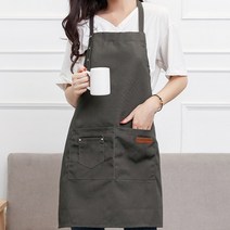 홈씽세상 코튼 카페 바리스타 똑딱이 에이프런 앞치마, 똑딱이 진한카키