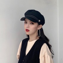 더블스트링팔각모 모직 복고풍 화가 빵모자 여성 베레모 스틸버튼 클래식 경찰모자 아이돌 의상