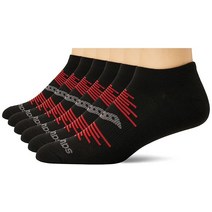 Saucony 남성용 파이어워크 벤틸레이팅 퍼포먼스 컴포트 노 쇼 삭스 블랙 어솔티드 2 신발 사이즈 8-12 6켤레