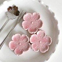 Flower antique 섬세 정교 견고 꽃무늬 디저트 티스푼 티포크, 벚꽃 도자기 수저받침