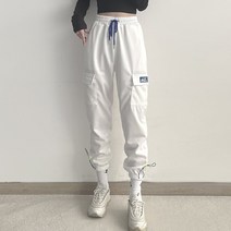 리리의감각 여성 패치 스트링 밴딩 카고 조거 팬츠