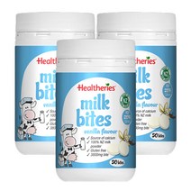 헬써리즈(Healtheries) 헬써리즈 밀크 바이트 (칼슘) 츄어블 - 바닐라맛 50정 X 3개, 150정, 1세트