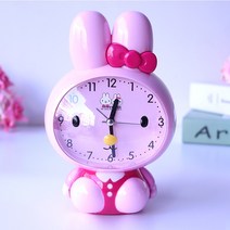 [미미사몰] 어린이날선물 귀여운 캐릭터 무소음 어린이방 초등생방 인테리어 소품 탁상시계, 토끼 (핑크)