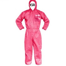 보호복 방진복 작업복 일회용 클린복 분진복 일체형 위생복 2XL 핑크색