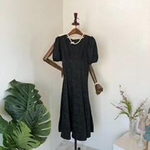 시그널러브 여성용 플라워 자수 레이스 벌룬 롱 원피스 2col JD425