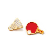 배드민턴 셔틀콕 탁구 황금 브로치 뱃지 액세서리, 1개