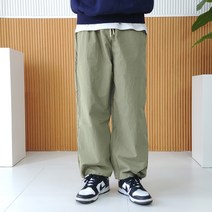 로니제이 봄 가을 간절기 바스락 나일론 바람막이 츄리닝 바지 와이드 조거팬츠