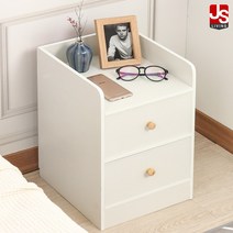 JS리빙 협탁 침대 침실 쇼파 미니 거실 원목 3단 서랍장 사이드 테이블 수납장 선반 거실장 보조 수납 베드 인테리어 침대옆 간이 서랍 사무실 정리함 화이트 우드 MX_04517F, 로넌 화이트 협탁