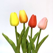 쏙쏙마켓 인테리어 튤립 조화(4color) 망고튤립 셀프웨딩부케 봄꽃다발, 유칼립투스(2줄)