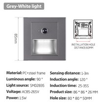 계단리프트 핸드카 대차 전동 가정용리프트 농업용운반차 모던 벽 계단 조명 센서 내장 설치 야외 및 실내 ip65 방수, 4.GreyWhite Light