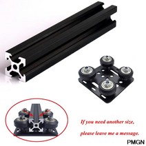 1개 검정색 2020 V-슬롯 알루마이트 알루미늄 프로파일 압출 100mm-800mm 선형 레일 + V 갠트리 플랫 세트, 01 V-100mm with Pulley