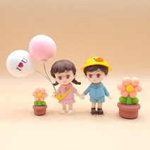 라스무스 귀여운 차량 인테리어 악세사리 피규어, 1세트, 꽃풍선사탕커플