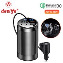 차량용 슈퍼 캐패시터 캐퍼시터 전압안정기 Deelife-200W 자동차 컨버터 12 v-220 v 전원 인버터 DC V AC 220 미국 AU EU 플매트 카펫 러그용 자동 전압, [02] TN8Q ( With QC3.0 )