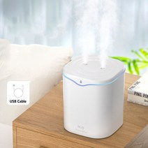 책상용가습기 소형 초음파 무중력 샤오미 USB 더블 스프레이 공기 가습기 2000 미리리터 데스크탑 아로마 테라피 에센셜 오일 디퓨저 큰 안개 볼륨 조용한, [02] White
