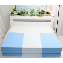 SEJEL.F (세젤에프) 3단 폴리 접이식 매트리스 배색 HR스펀지 싱글매트 블루 & 화이트 7.5CM, 퍼플