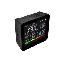 이산화탄소측정기 실내공기질관리법 9 in1 CO2 미터 공기 품질 모니터 APP BT 이산화탄소 검출기 TVOC HCHO PM25 PM10 온도 습도 센서, 없음, Black+Black