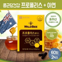 종근당 와일드 프로폴리스 호주산 비프로폴리스 추출물 캡슐 플라보노이드 아연 셀렌 항산화 영양제 PROPOLIS 건강 기능식품, 1세트, 종근당 프로폴리스 플러스 60C X 2개